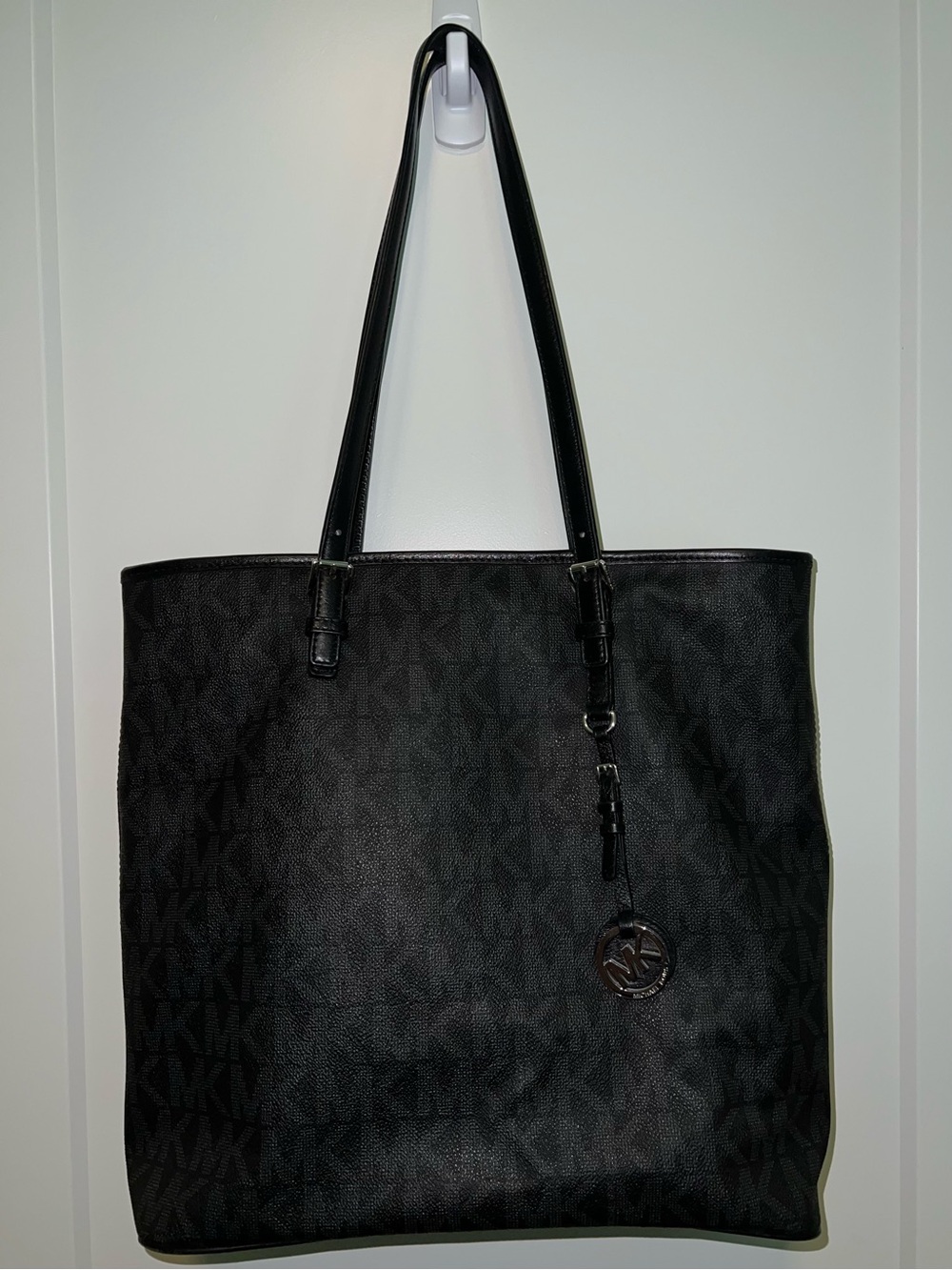 Michael Kors MK Pattern Large Black Tote Bag